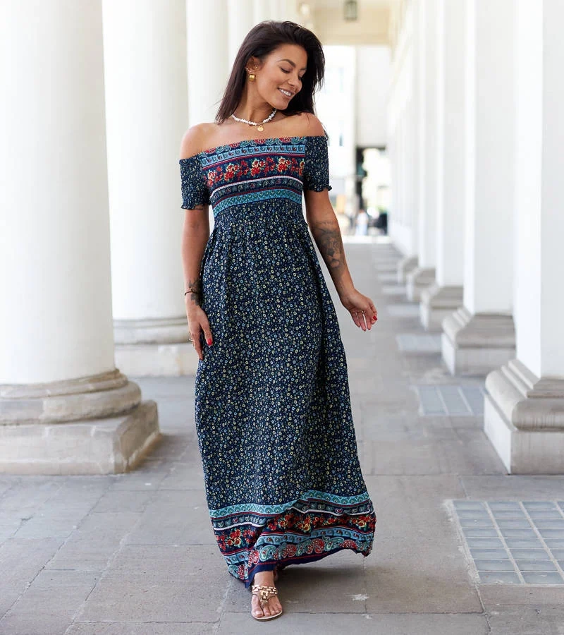 Iadanza mintás kék ruha