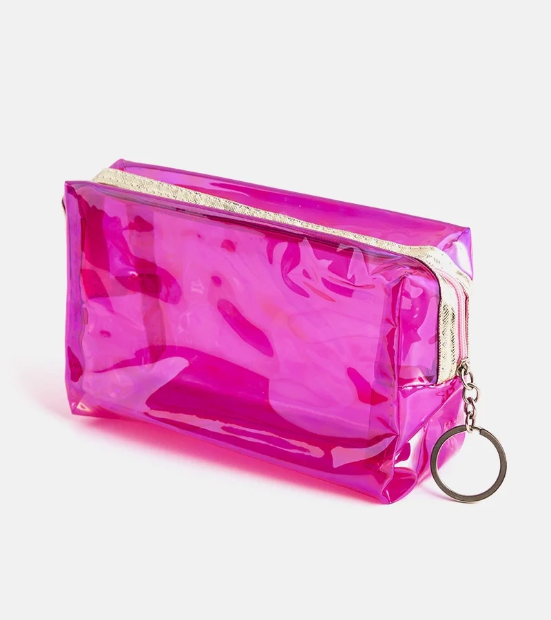 Rózsaszín átlátszó kozmetikai táska Ferra