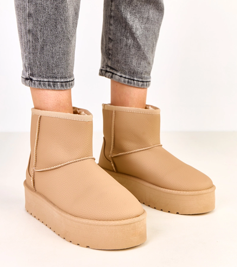 Reinol alacsony barna platformos műbőr hócsizma