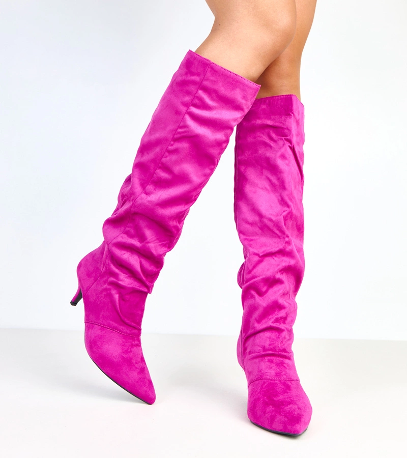 Lila velúr alacsony sarkú csizma Tristi