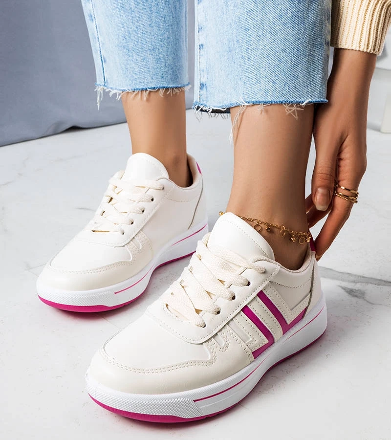 Krémfehér tornacipő rózsaszín betétekkel Olympia