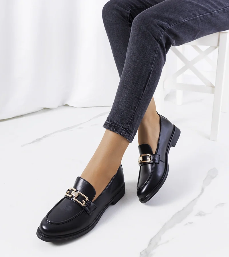 Fekete női mokaszinok Neder