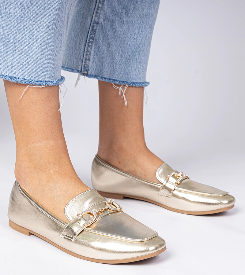 Arany elegáns mokaszinok cirkóniával Banzao