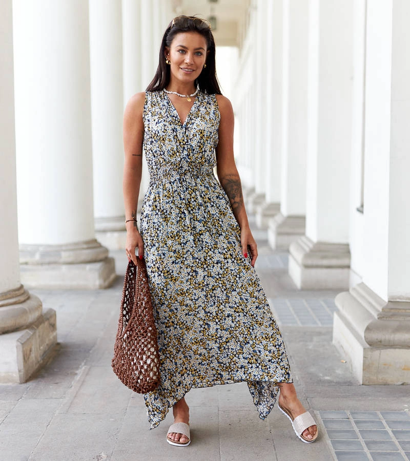 Napolitano virágos kék ruha