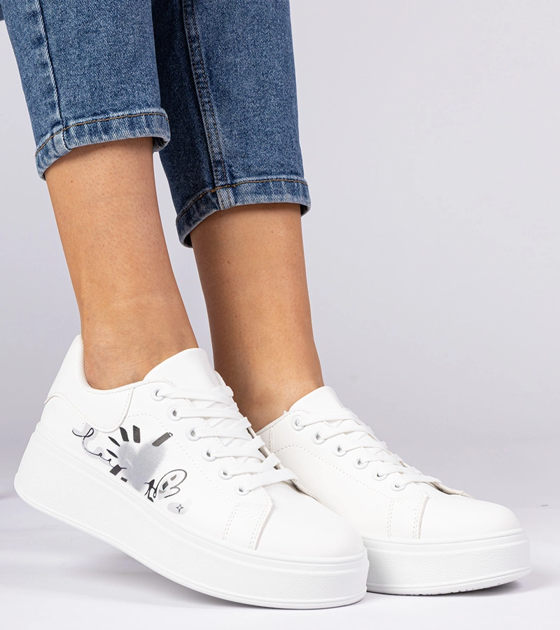 Zelinda női fehér sportcipő nyomtatással