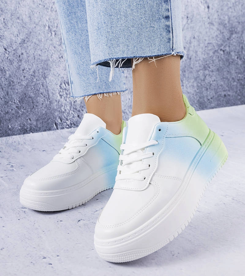 Fehér-zöld platformos tornacipő Lance