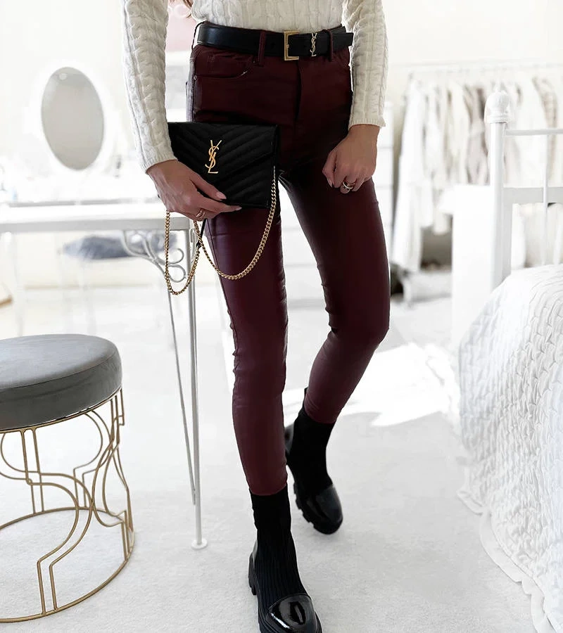 Bordó viaszolt Benicio nadrág