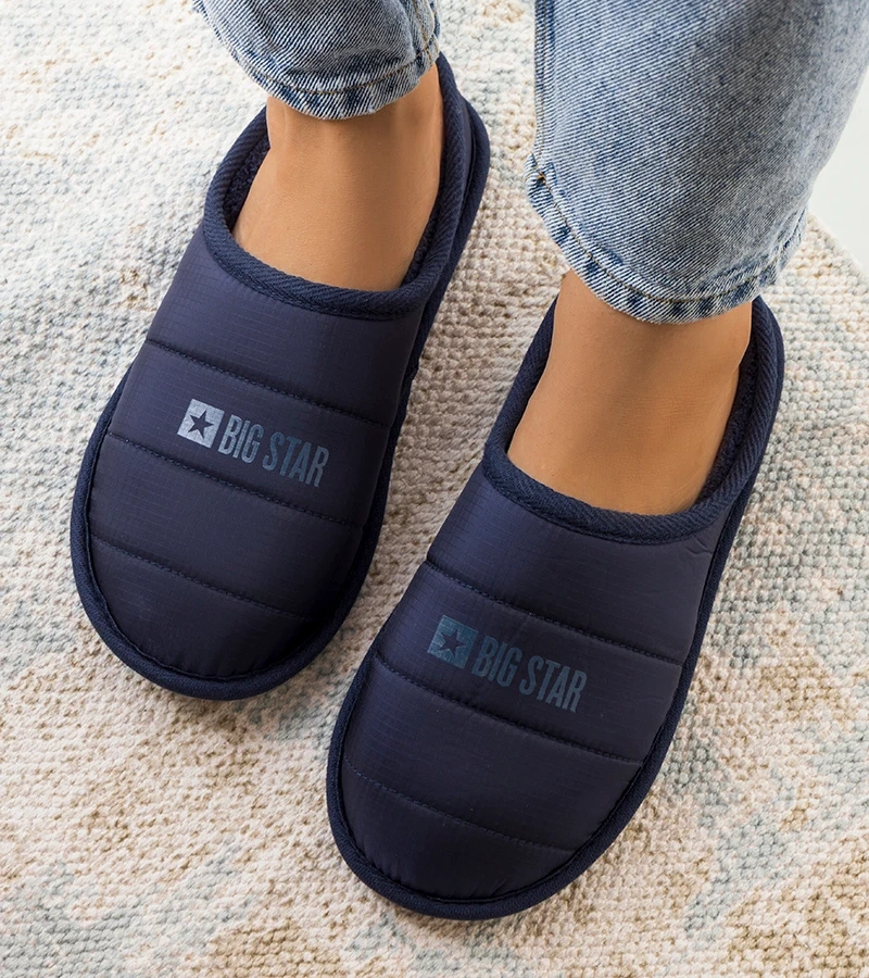 Sötétkék melegített női papucs KK274601