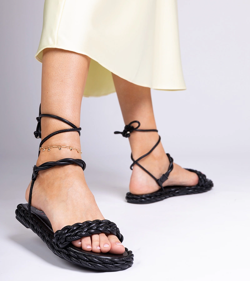 Fekete női fonott szandál Tarina