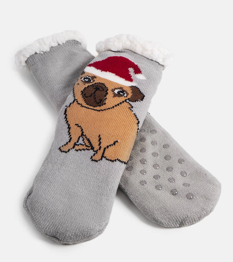 Lotis szürke zokni szőrrel