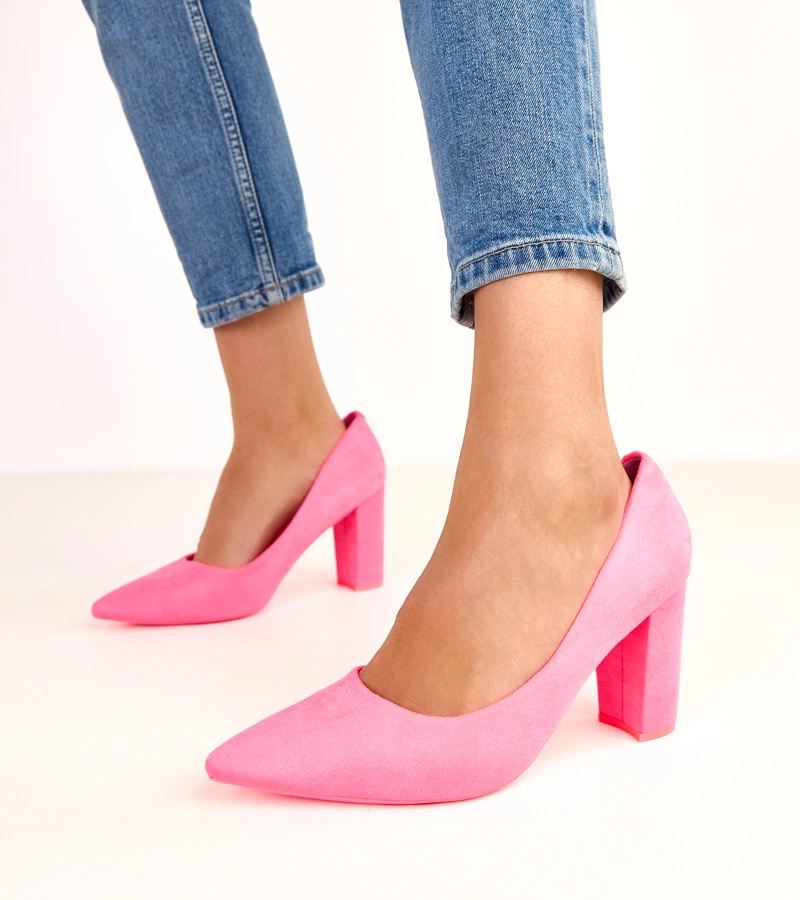 Rózsaszín oszlopos ökobőr körömcipő Alyssa