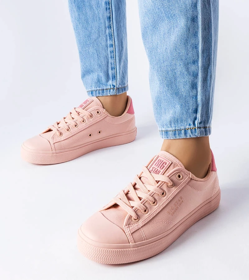 Rózsaszín anyagból készült Big Star LL274095 teniszcipő.