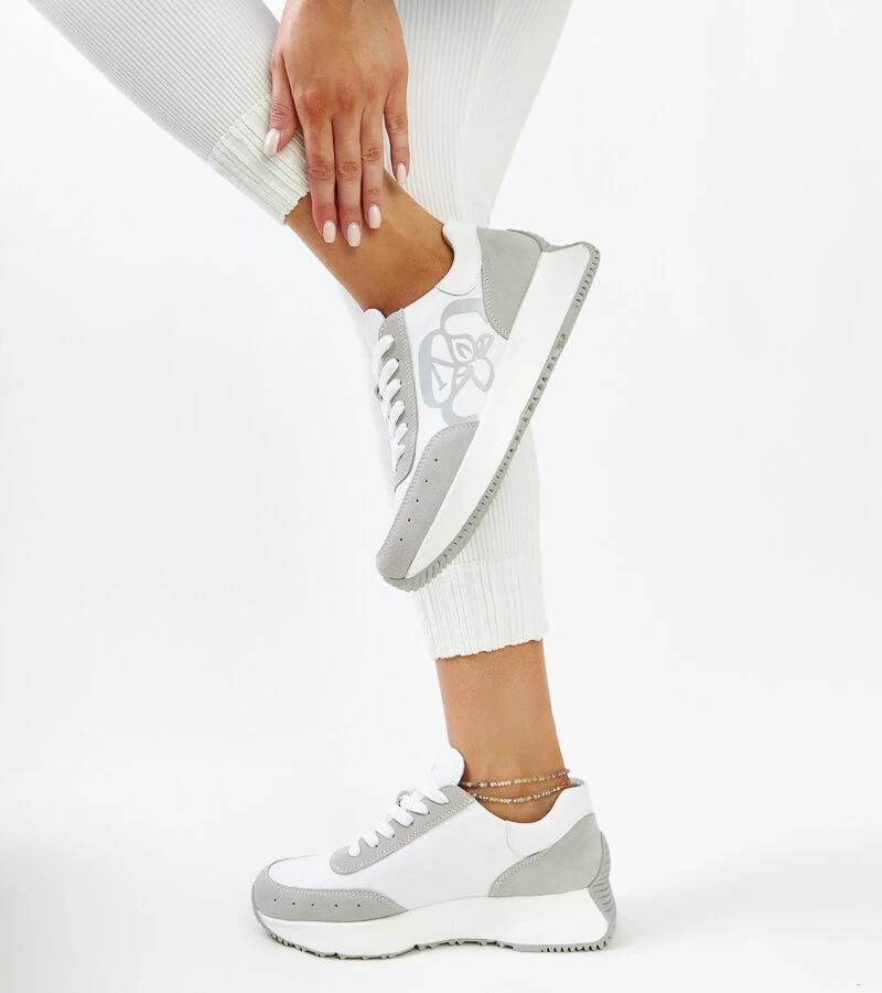 Fehér-szürke bőr Salimah tornacipők