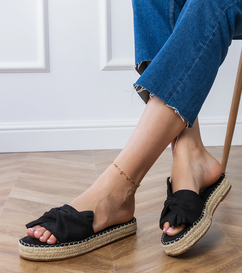 Fekete masnis espadrille papucs Luvis