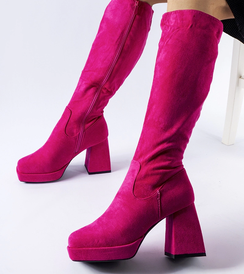 Rózsaszín meleg csizma masszív sarokkal Fantino