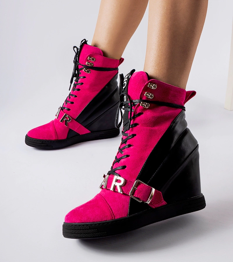 Rózsaszín-fekete tornacipő Pugliesi talppal