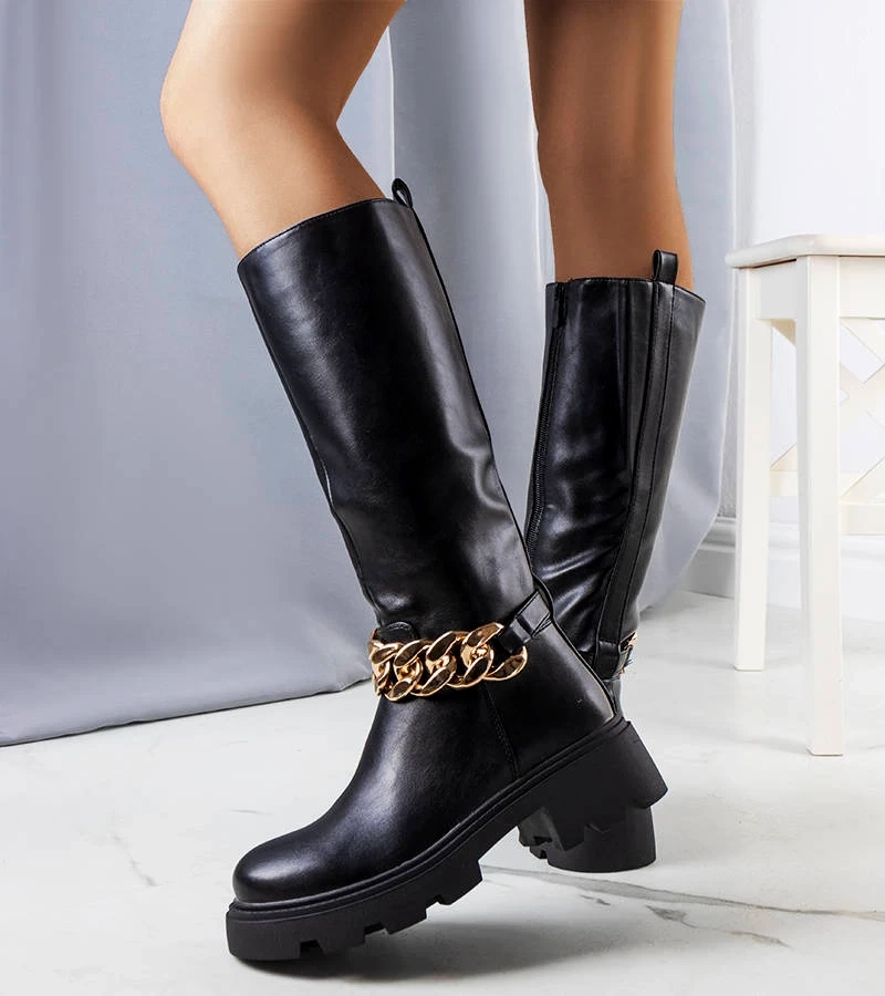 Fekete bélelt Cortino csizma