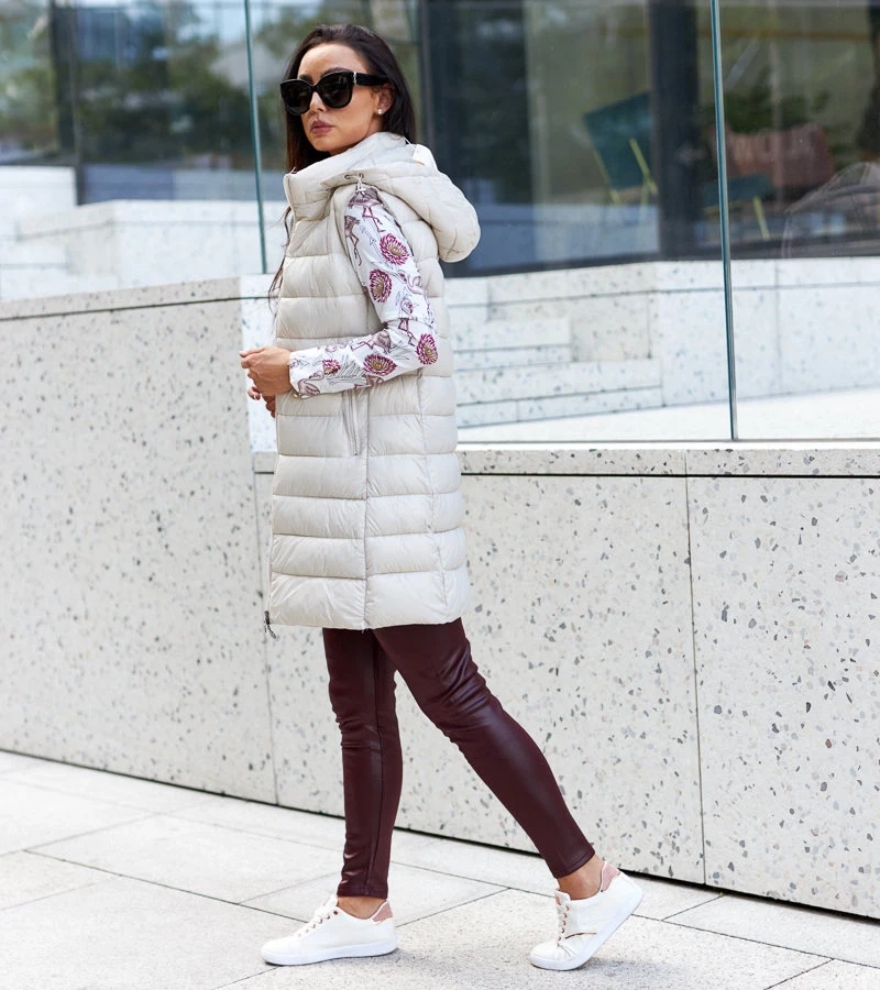 Női hosszú bézs mellény Bovegno