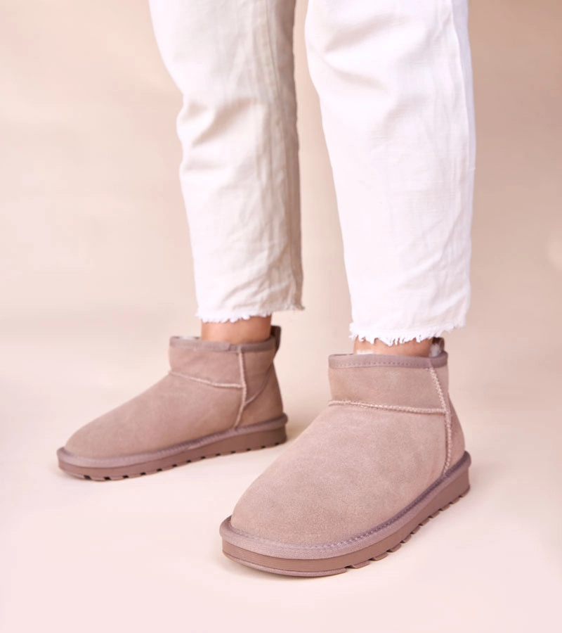 Szürke velúr, bundás, meleg téli csizma Matilda