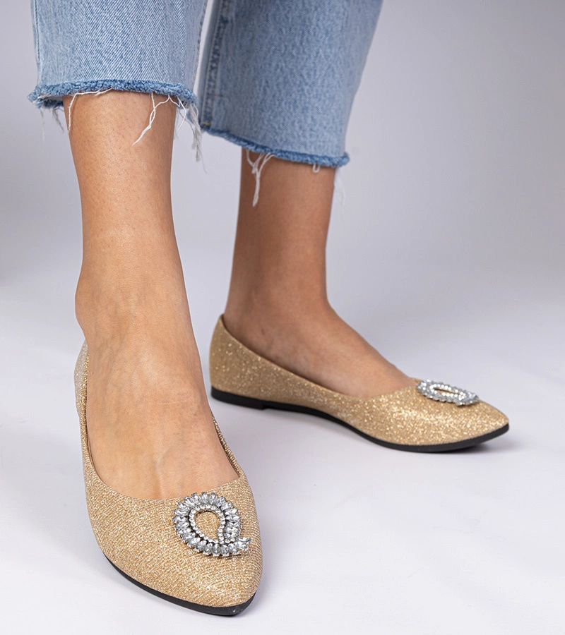 Arany női Ellada balerinacipő strasszkövekkel