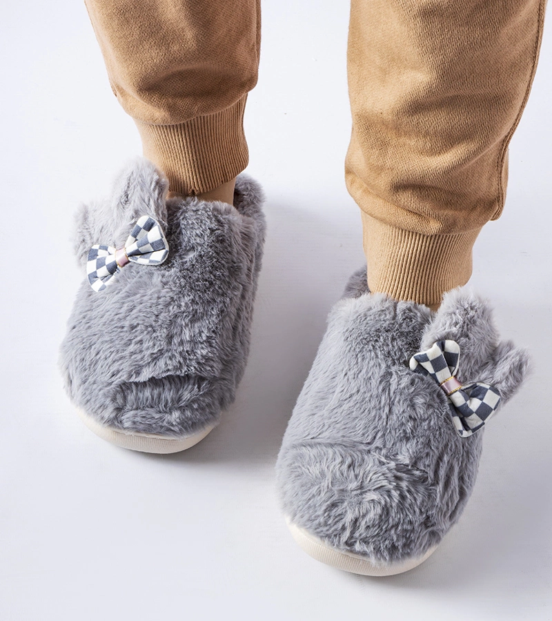 Szürke melegített női papucs Buga fülekkel