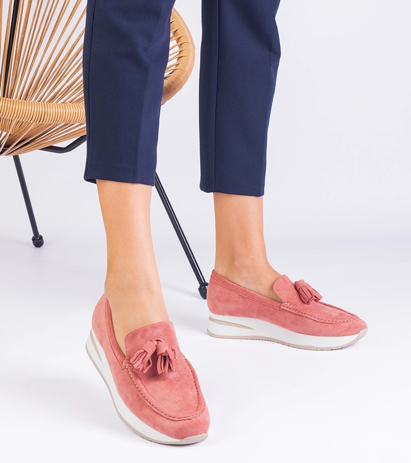 Rózsaszín női platform mokaszin díszítéssel Selerina