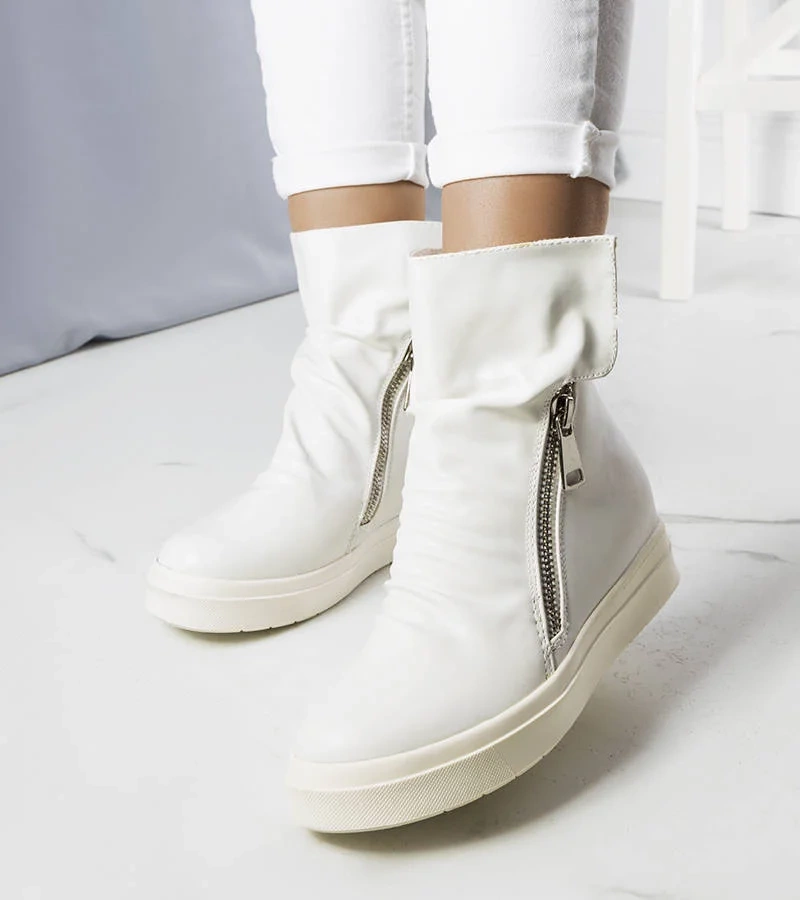 Monique fehér platformos bokacsizma