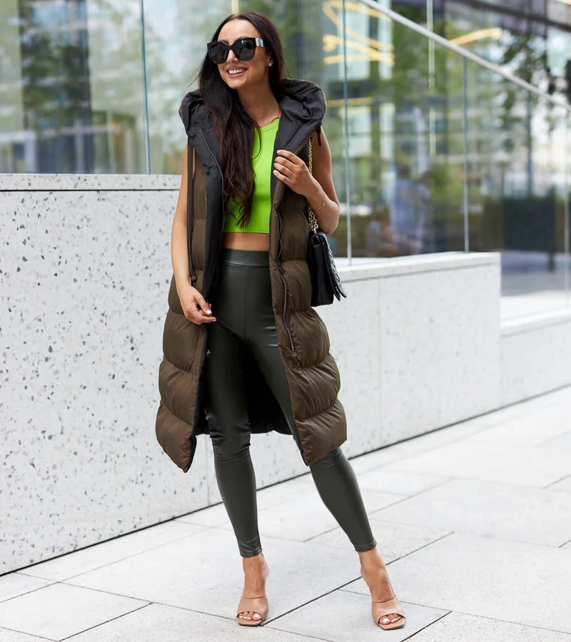 Zöld-fekete kétoldalas hosszú Sopra mellény