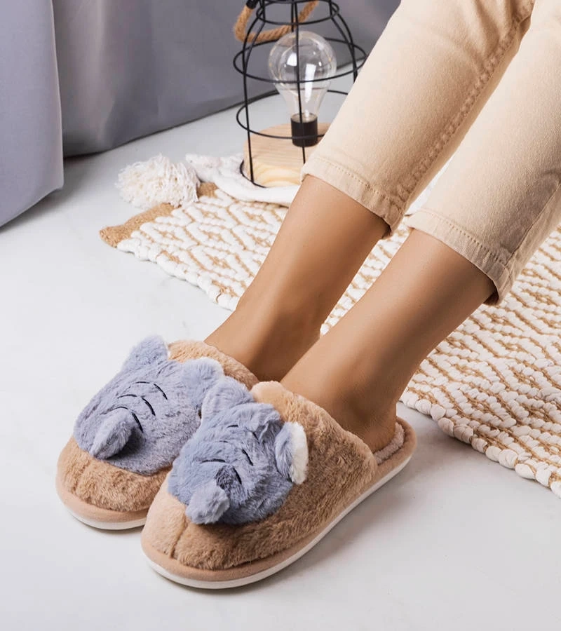 Barna-szürke puha papucs Bee