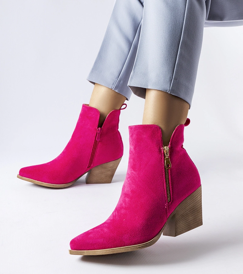 Rózsaszín cowboy csizma cipzárral díszítve Trevisani