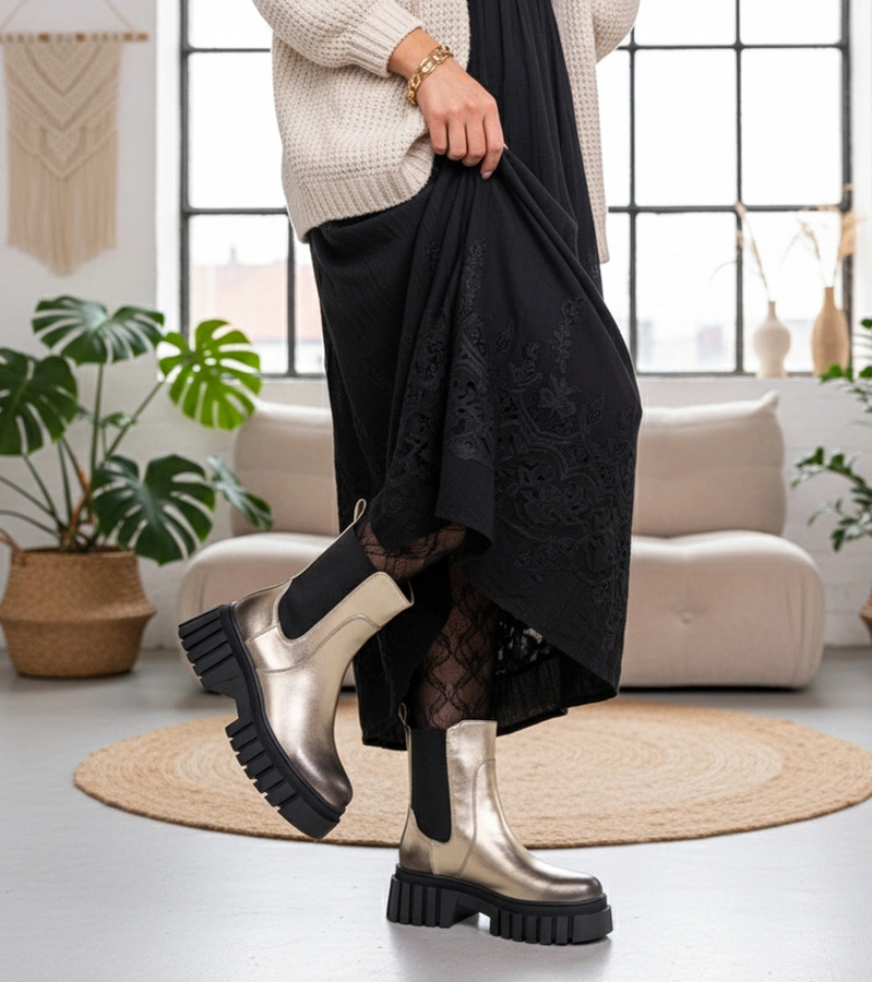 Arany platformos bokacsizma rugalmas betéttel Denya