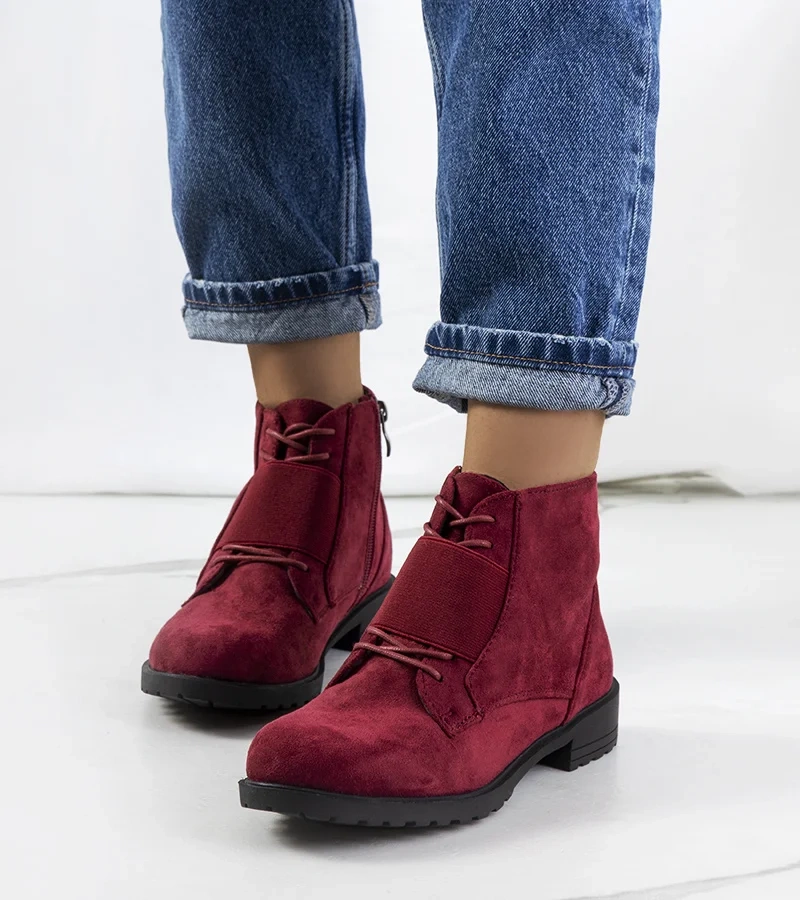 Manoella bordó bokacsizma