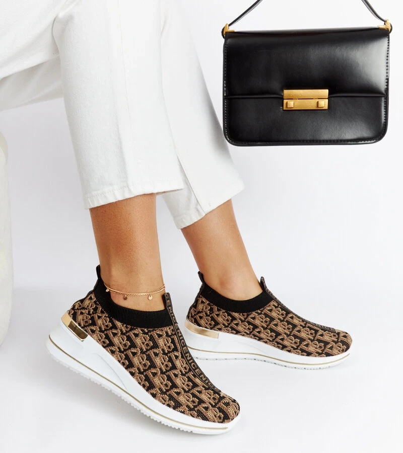 Fekete-barna Slip On Tartano cipők