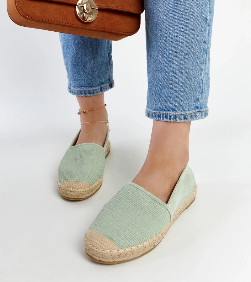 Csillogó olíva zöld espadrille platform cipő Ming