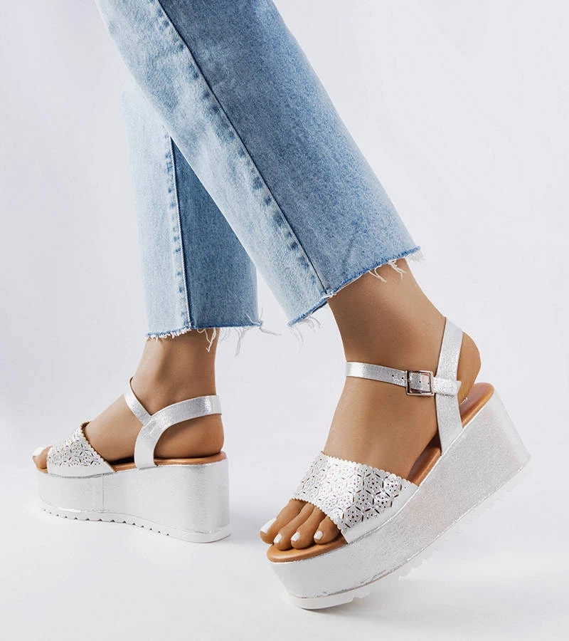 Ezüst hálós platformos szandál Stockton