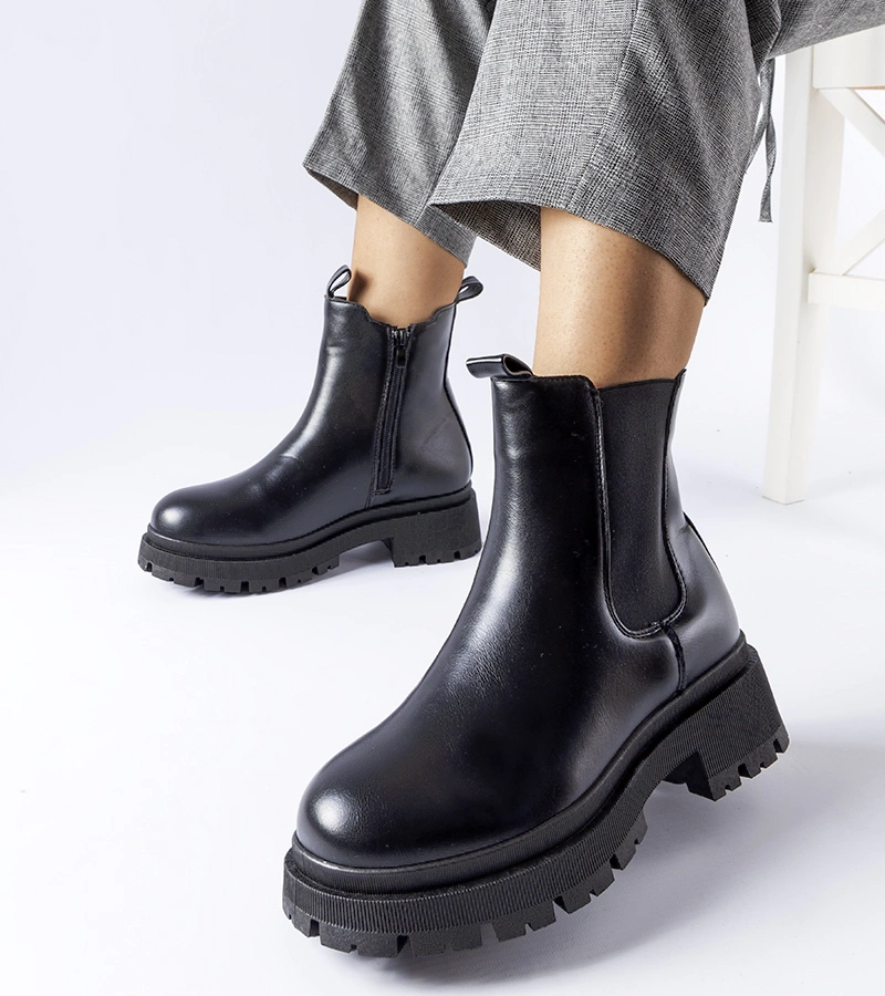 Fekete bélelt klasszikus bokacsizma Olmedo