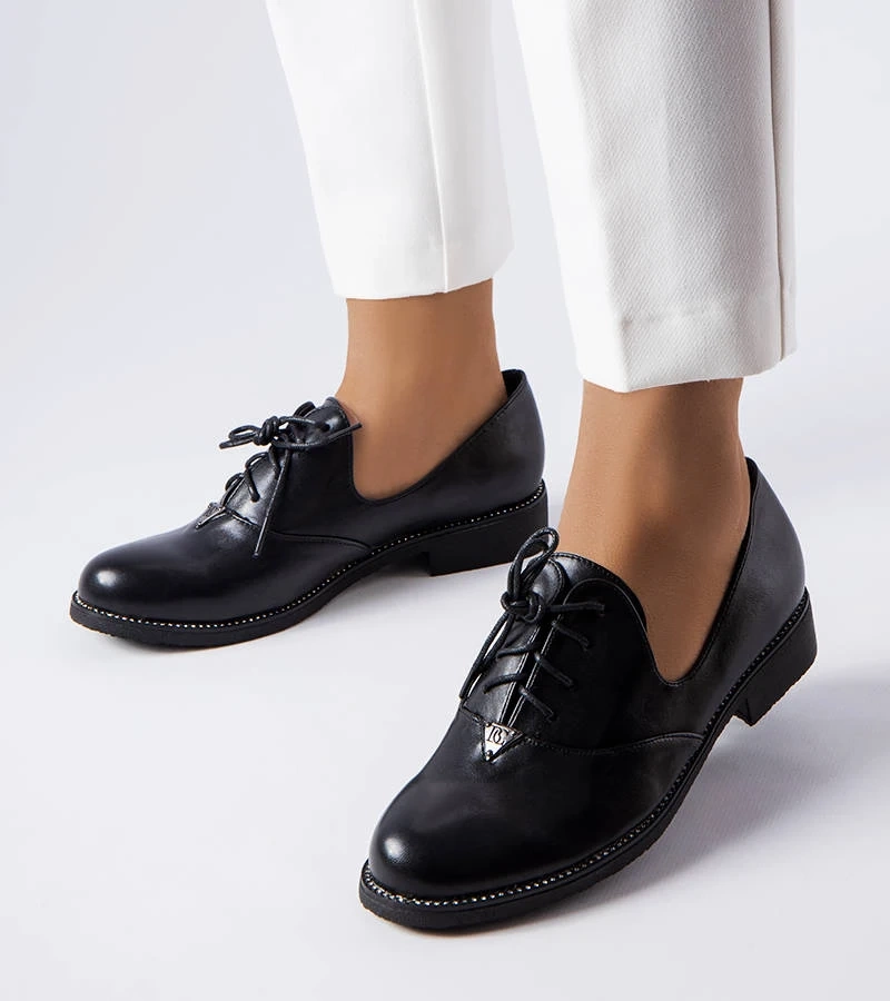 Fekete díszes mokaszin Lajoie