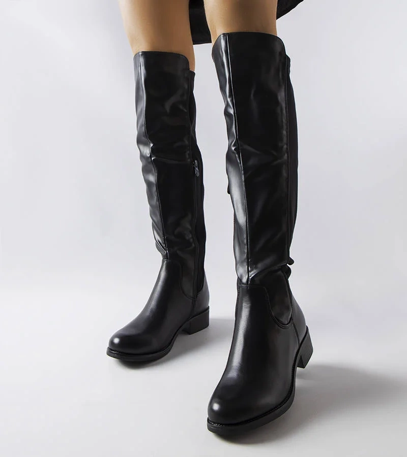 Fekete műbőr Muijsi csizma