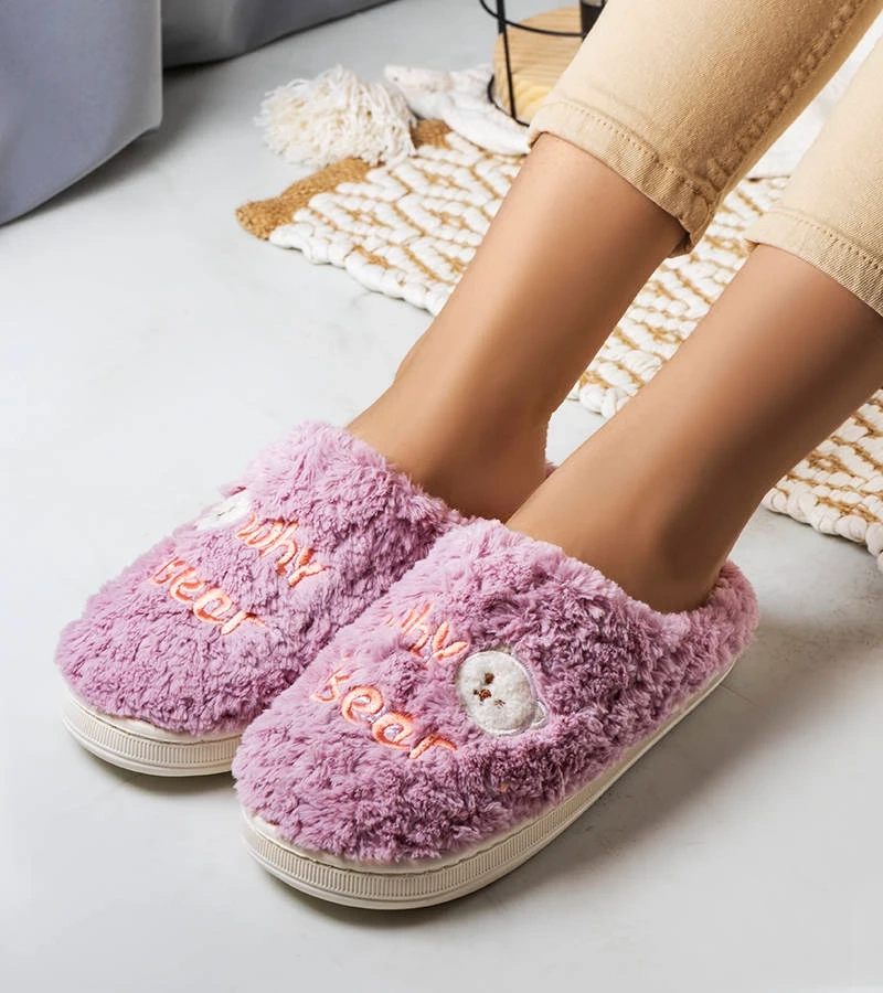 Lila puha papucs Why Bear