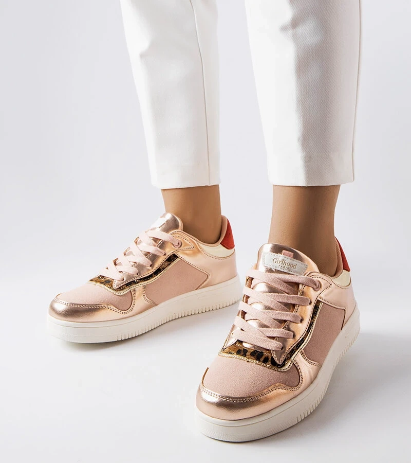 Perrault arany betétes púder színű tornacipők