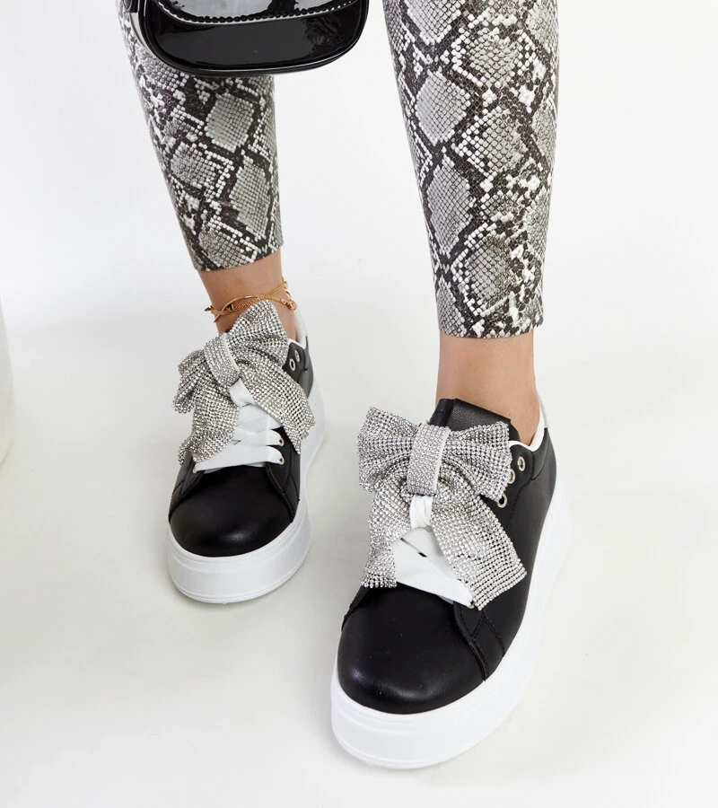 Fekete Rensje magas platformos tornacipők