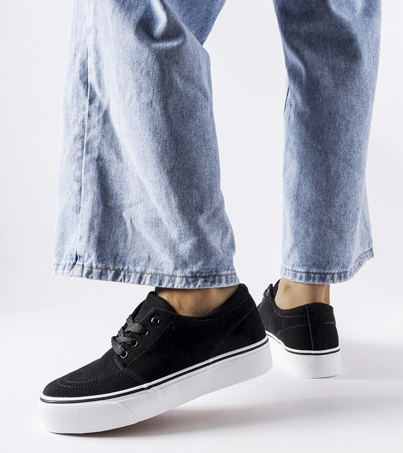 Fekete öko-bársony Abboud teniszcipők