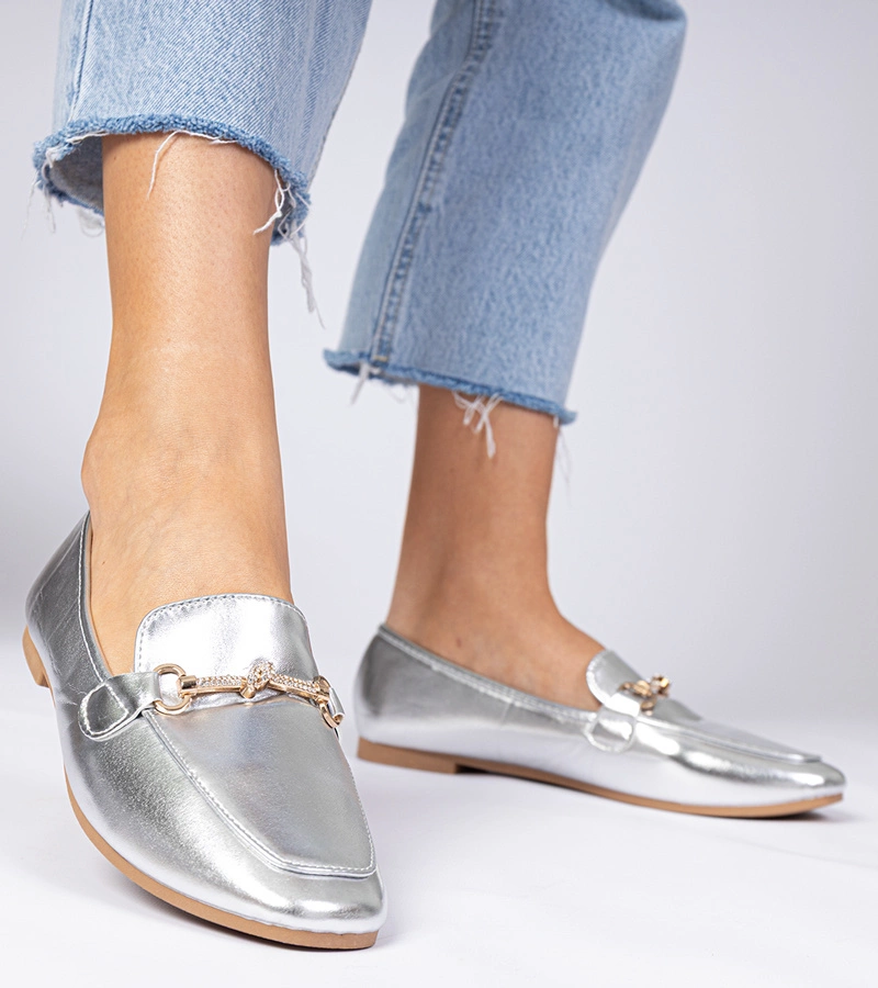 Ezüst elegáns mokaszinok arany díszítéssel és cirkóniával Kalisa