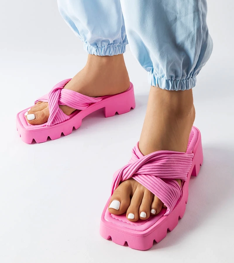 Rózsaszín traktor talpú papucs Dubé