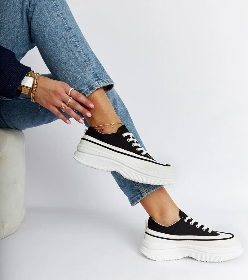 Fekete platform Plesio tornacipő