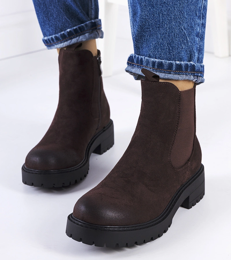 Barna műszálas szövetből készült bokacsizma Ecrin