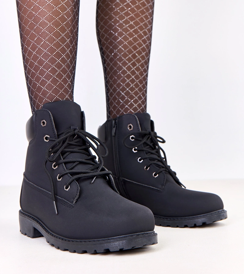 Fekete női szőrmés bélésű bakancs Kaleks