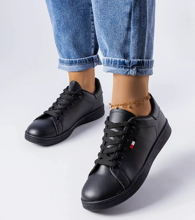 Fekete műbőr Mothé tornacipők