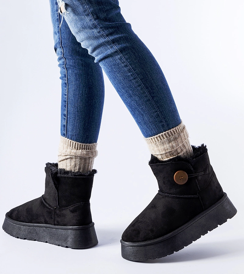 Ronco fekete bolyhos hótaposó gombbal