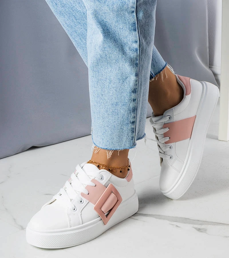 Fehér tornacipő rózsaszín csattal Toni